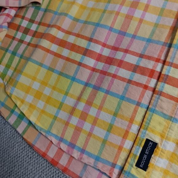 Panhandle Slim Rough Stock Shirt Mens XL Yellow Plaid Western Dress Button Down - Picture 4 of 14